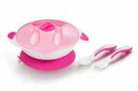Plato con Cubiertos Rosado